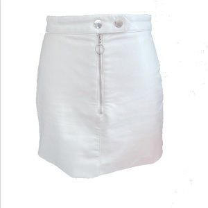 White faux leather skirt